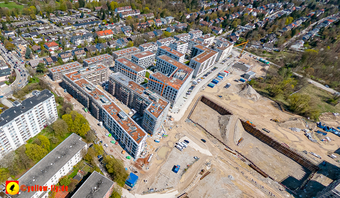 21.04.2023 - Luftbilder von der Baustelle Alexisquartier und Pandion Verde in Neuperlach
